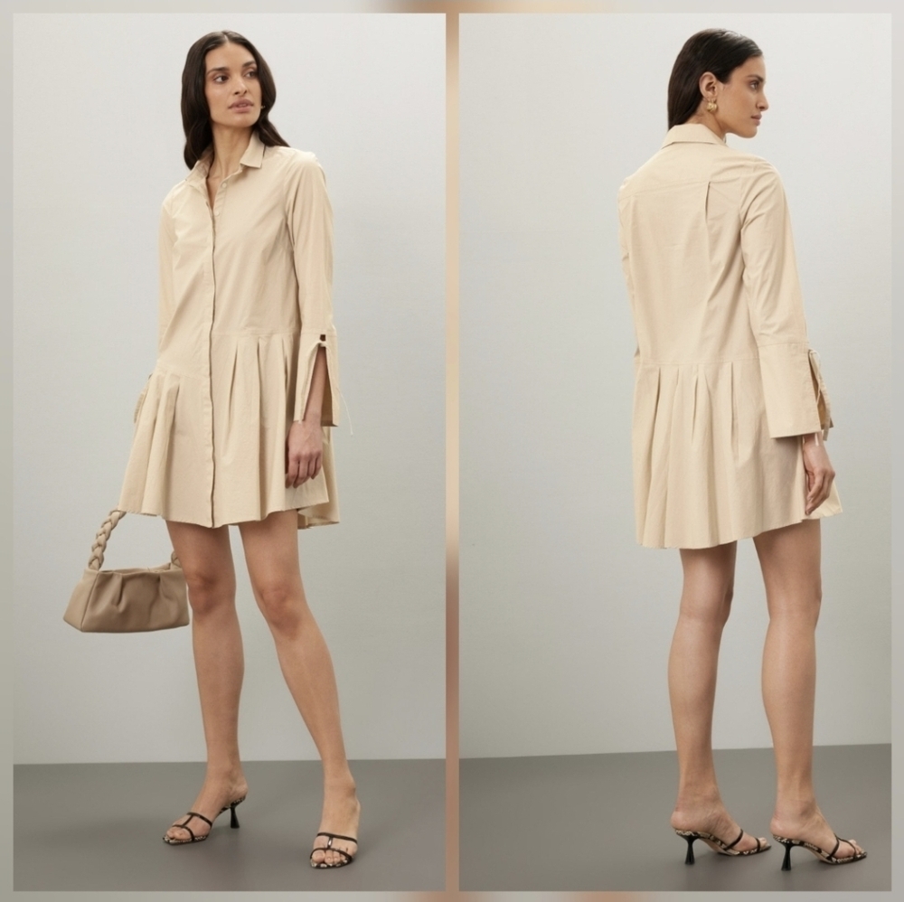 Derek Lam 10 Crosby Andrea Shirt Dress Long Sleeves Collar Cotton Size 8
